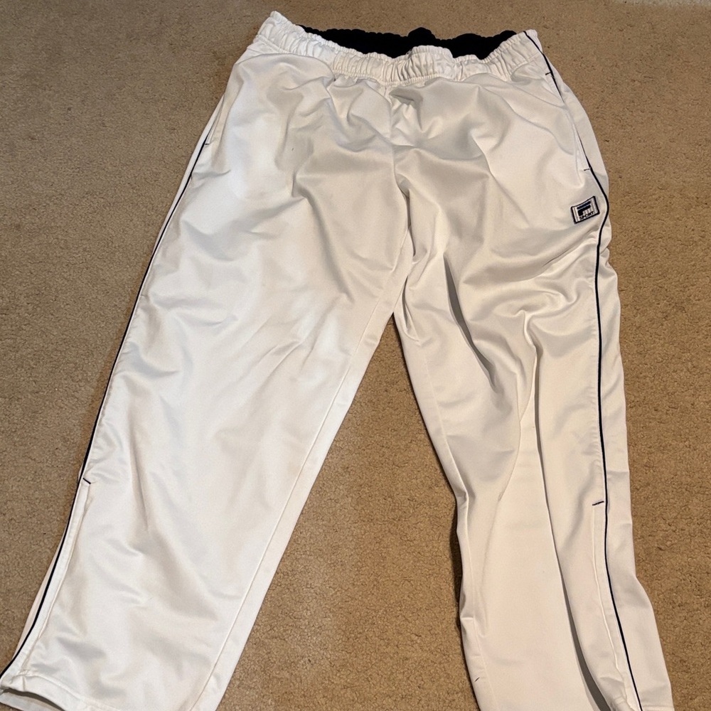 Fila White Sweatpants with Black Accents